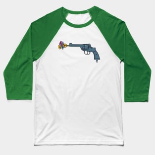 Revolver with a barrel blocked by flowers Baseball T-Shirt